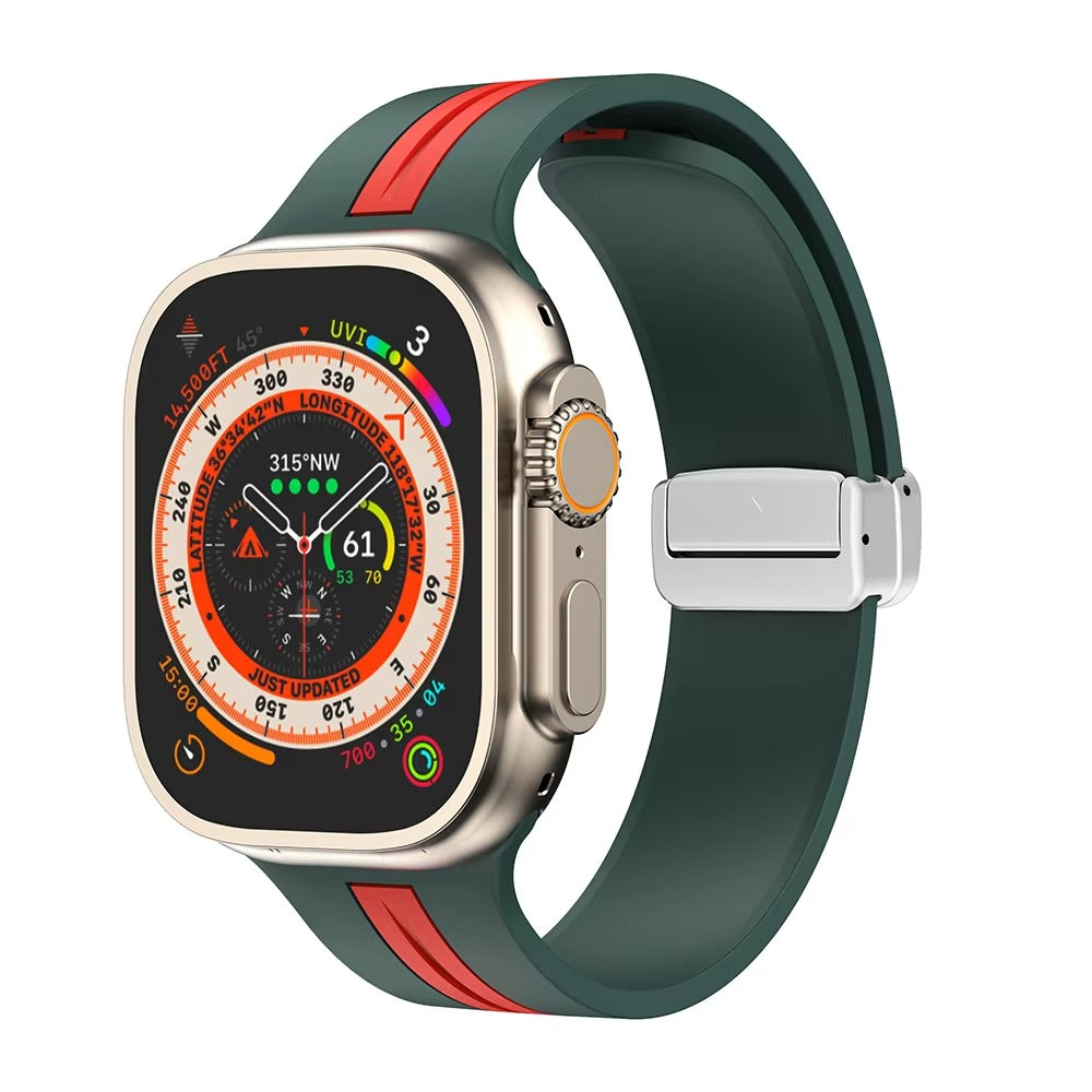 Magnetic Silicone Smartwatch Strap – Breathable Replacement Band with Snap Closure, Compatible with 38mm to 49mm Watches