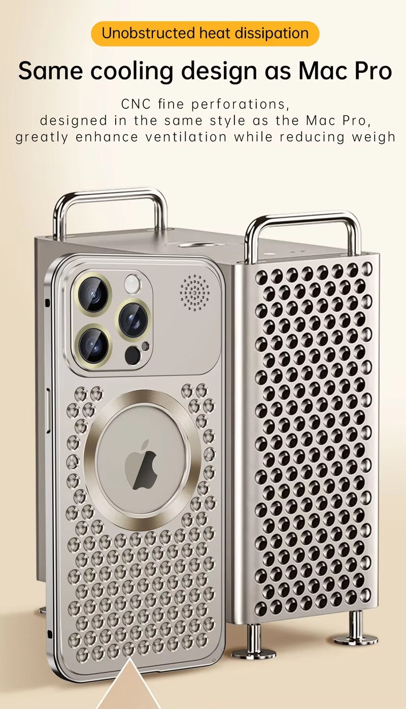 High Quality Apple iPhone Case, MagSafe Compatible, Camera Lens & Screen Protection, Ultra Thin, Shockproof, Magnetic Full All Around Cover – Metal Heat Dissipation Case with Magnetic Aluminum Back for Enhanced Cooling