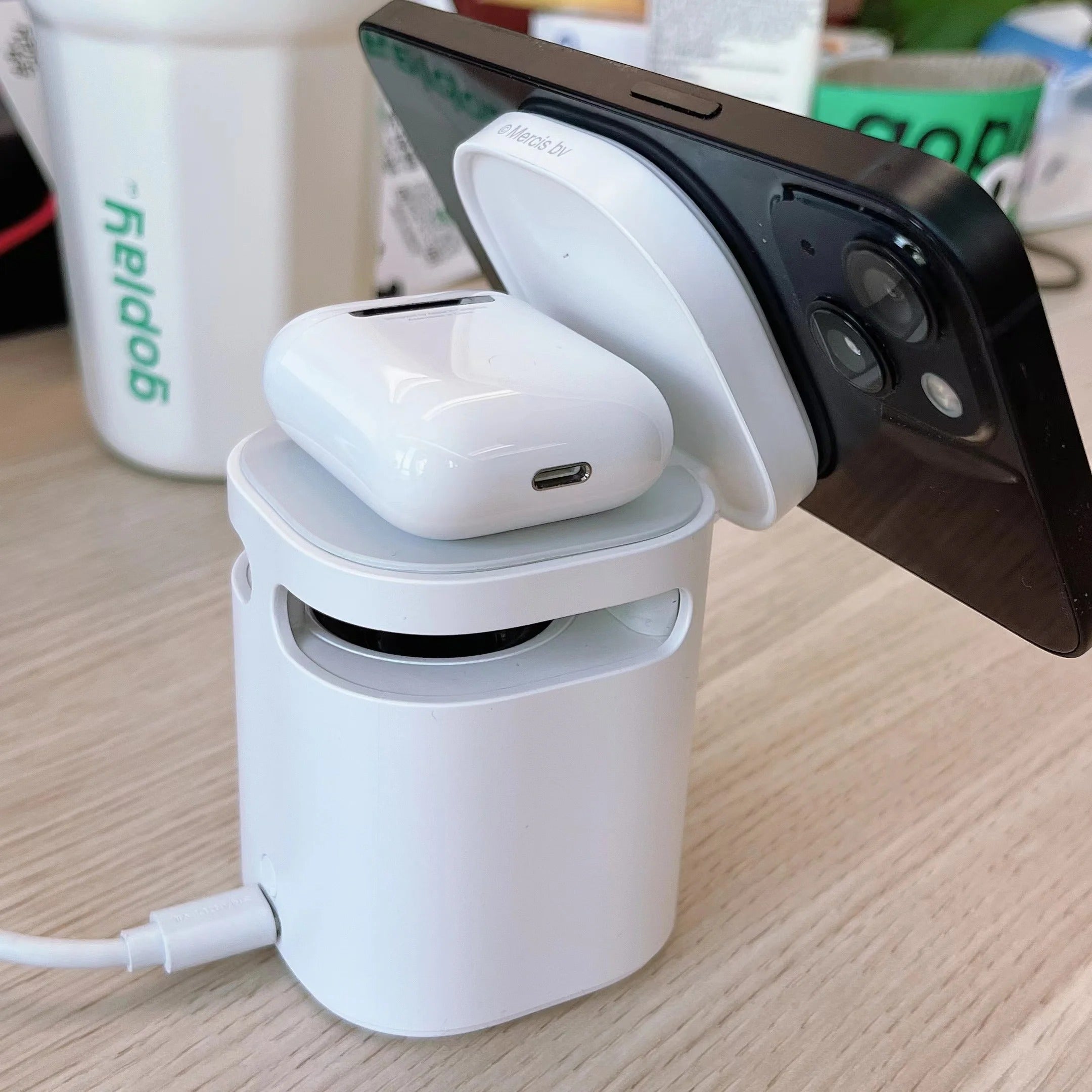 Premium Magnetic Wireless Charging Station with Bluetooth Speaker – 15W Fast Charger Stand and Phone Holder Dock for iPhone and AirPods