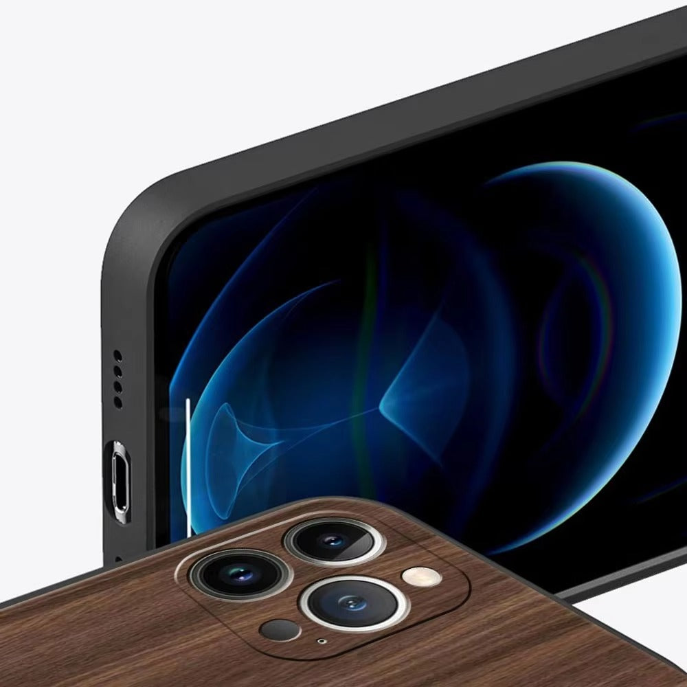Premium Apple iPhone Case, MagSafe Compatible, Camera Lens and Screen Protection, Ultra Thin, Shockproof, Magnetic, Full All Around Protection, Carved Wood Soft Cover