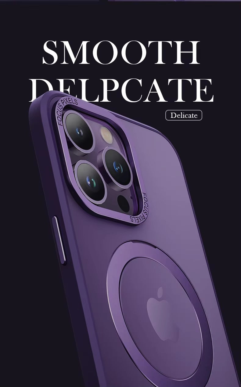 High Quality Apple iPhone Case MagSafe Compatible, Camera Lens & Screen Protection, Cover with Aluminum Stand & Metal Lens