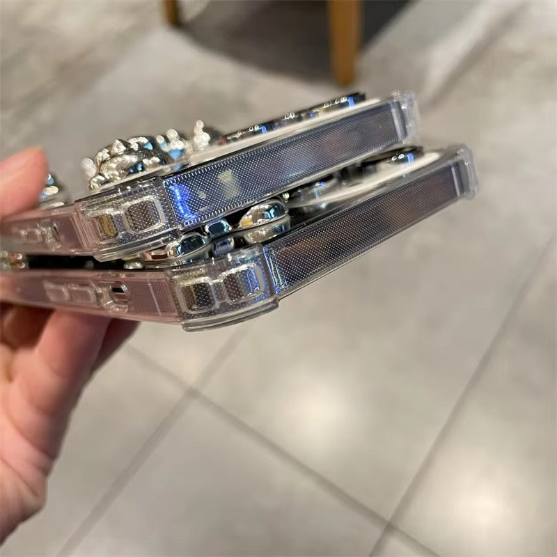 Luxury Apple iPhone Case, MagSafe Compatible, Camera Lens and Screen Protection, Ultra Thin, Shockproof, Magnetic, Full All Around Protection, Bow Heart Mirror Cover