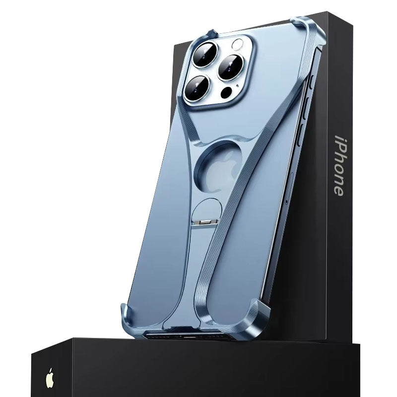 Premium Apple iPhone Case, MagSafe Compatible, Camera Lens & Screen Protection, Ultra Thin, Shockproof, Magnetic Full All Around Cover – Frameless Aluminum Alloy Case with Metal Holder, Stand & Heat Dissipation Design