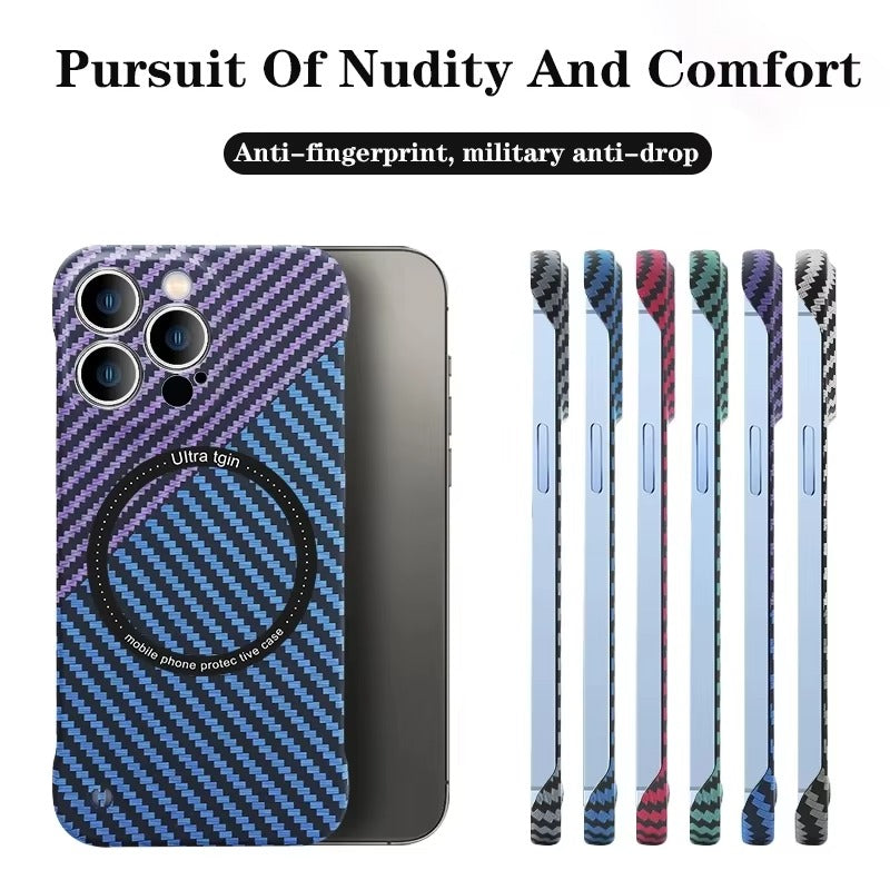 Luxury Carbon Fiber Apple iPhone Case, MagSafe Compatible Ultra Thin Magnetic Wireless Charging Support and Slim Frame Design