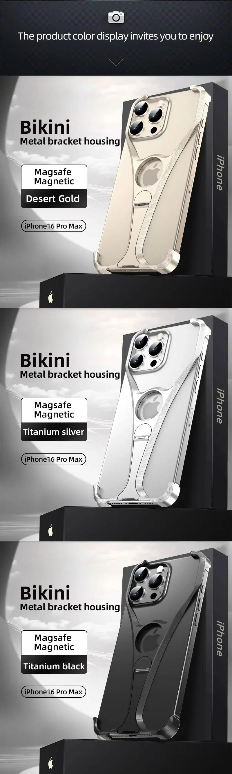 Premium Apple iPhone Case, MagSafe Compatible, Camera Lens & Screen Protection, Ultra Thin, Shockproof, Magnetic Full All Around Cover – Frameless Aluminum Alloy Case with Metal Holder, Stand & Heat Dissipation Design