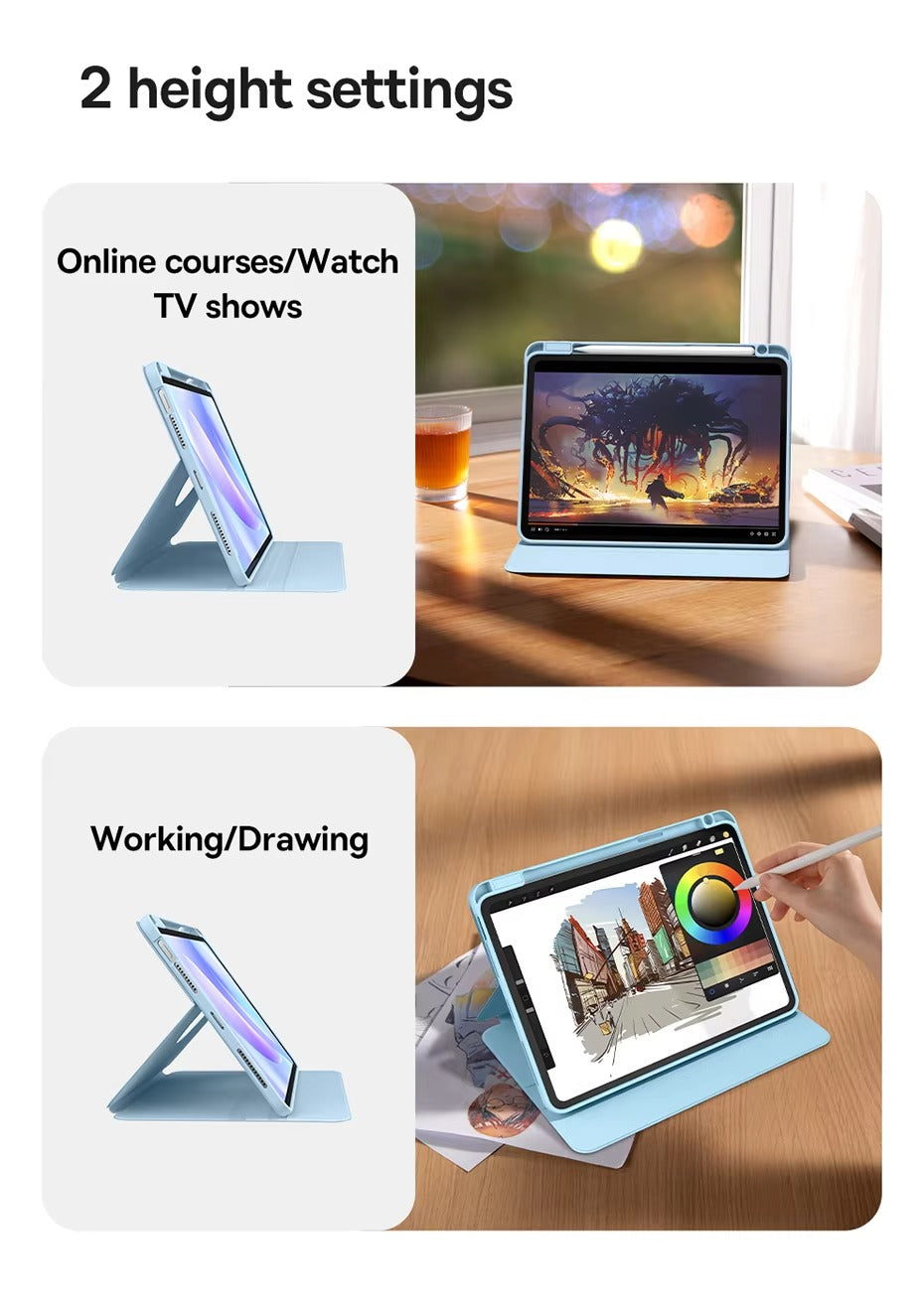 Premium Magnetic iPad Case with Pencil Holder – Slim Smart Cover with Auto SleepCompatible with 10.2", 10.9", 11", 12.9" Tablets