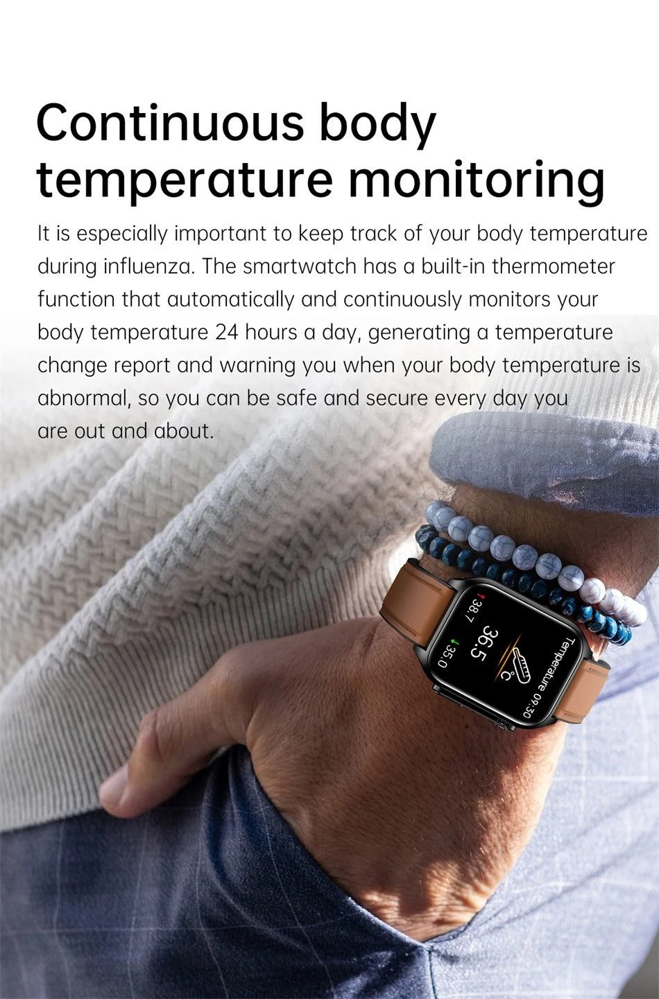 Premium Health Smartwatch for iPhone – Non-Invasive Blood Glucose Monitor with ECG+PPG, AI Voice Assistant, Bluetooth Calling