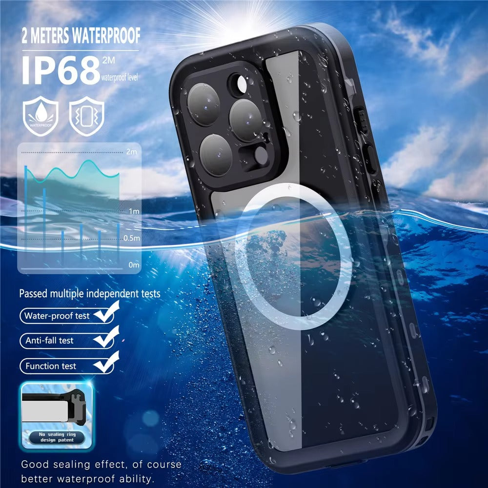High Quality Apple iPhone Case MagSafe Compatible, Camera Lens & Screen Protection, Ultra Thin Shockproof Magnetic Full All Around Protection Cover with IP68 Snowproof Design
