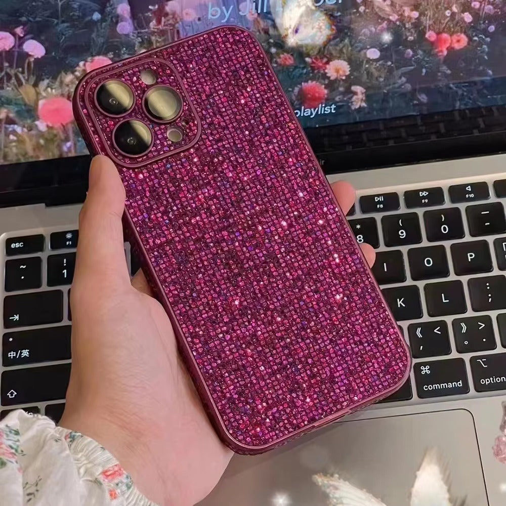 Luxury Apple iPhone Case, MagSafe Compatible, Camera Lens & Screen Protection, Ultra Thin, Shockproof, Magnetic Full All Around Cover – Glitter Diamond Rhinestone Case with Lens Guard for Stylish Bling Protection