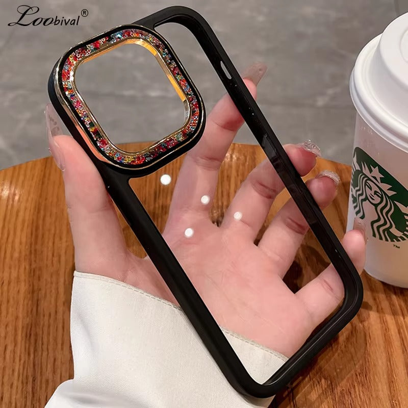 Luxury Apple iPhone Case, MagSafe Compatible, Camera Lens & Screen Protection, Ultra Thin, Shockproof, Magnetic Full All Around Cover – Glitter Diamond Transparent Armor Case with Enhanced Camera Protection