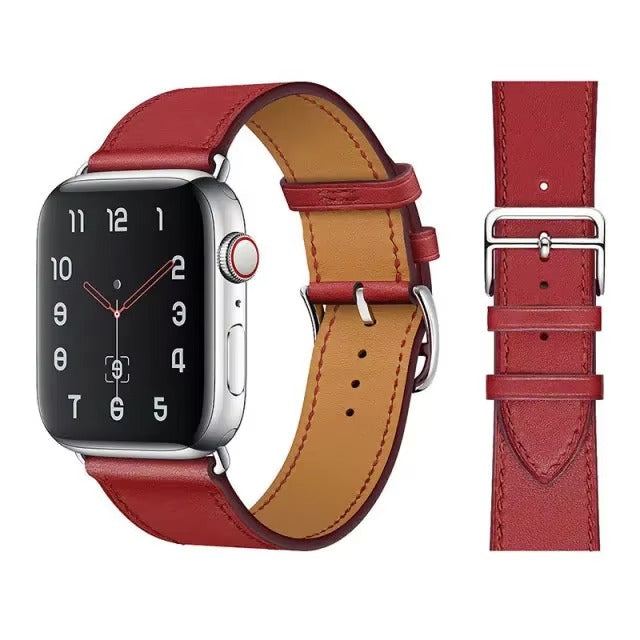 Luxury Genuine Leather Watch Band – Classic, Adjustable, Comfortable Strap for 40mm to 49mm Smartwatches, Men's and Women's