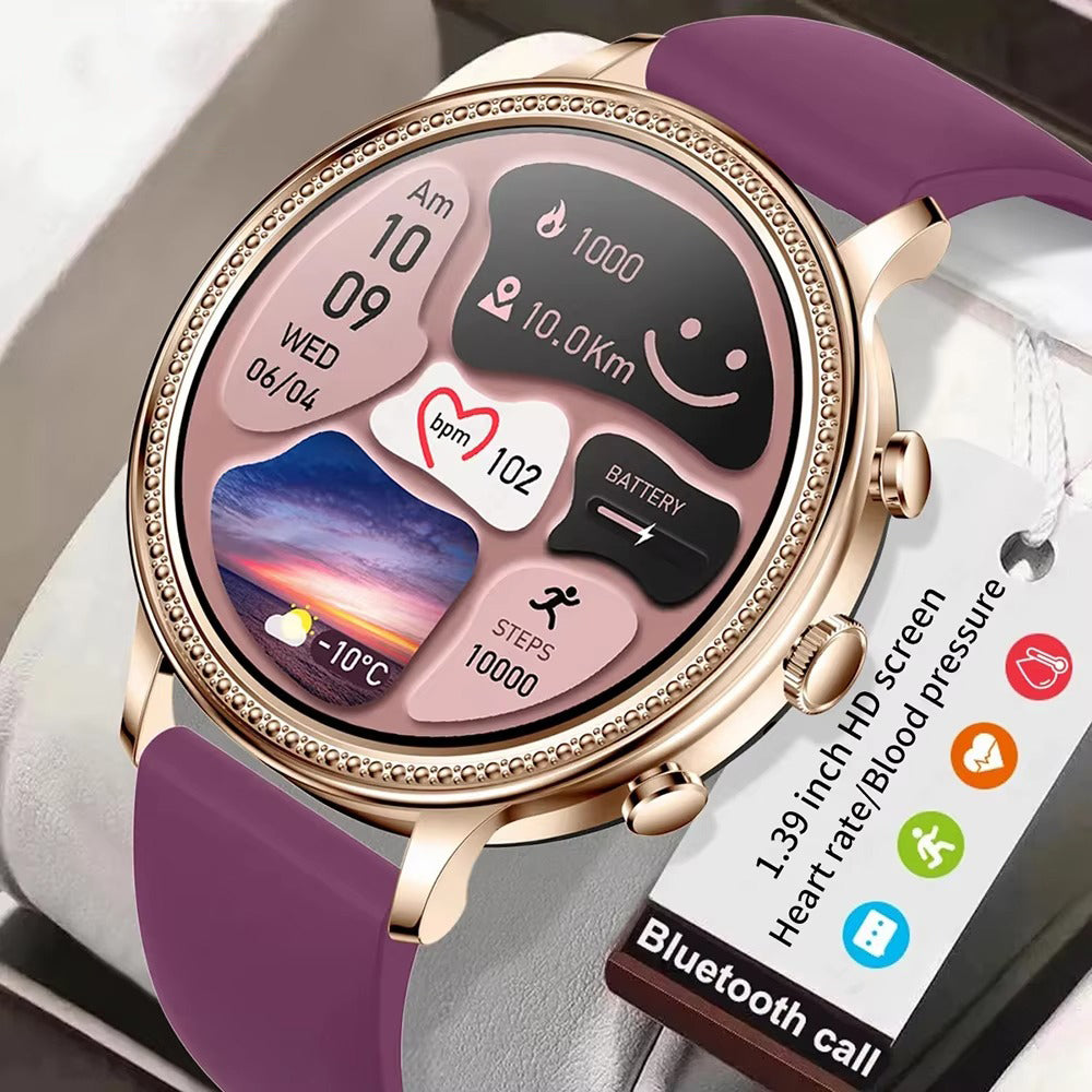 Luxury Women's Smartwatch with Bluetooth Calling – 1.39" HD Display, Heart Rate & SpO2 Monitor, Sleep Tracking, Menstrual Reminder, Fitness Watch Waterproof