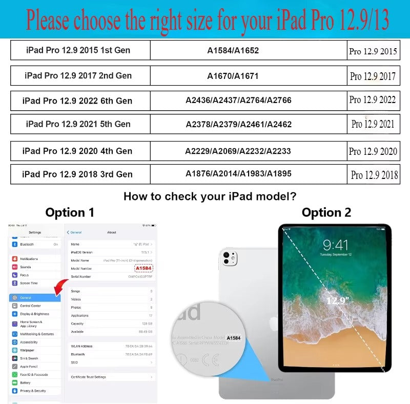 Premium 360° Rotating PU Leather iPad Case – Smart Cover with Auto Sleep/Wake, Shockproof Stand for 12.9" Pro & Air Tablets, Durable & Washable