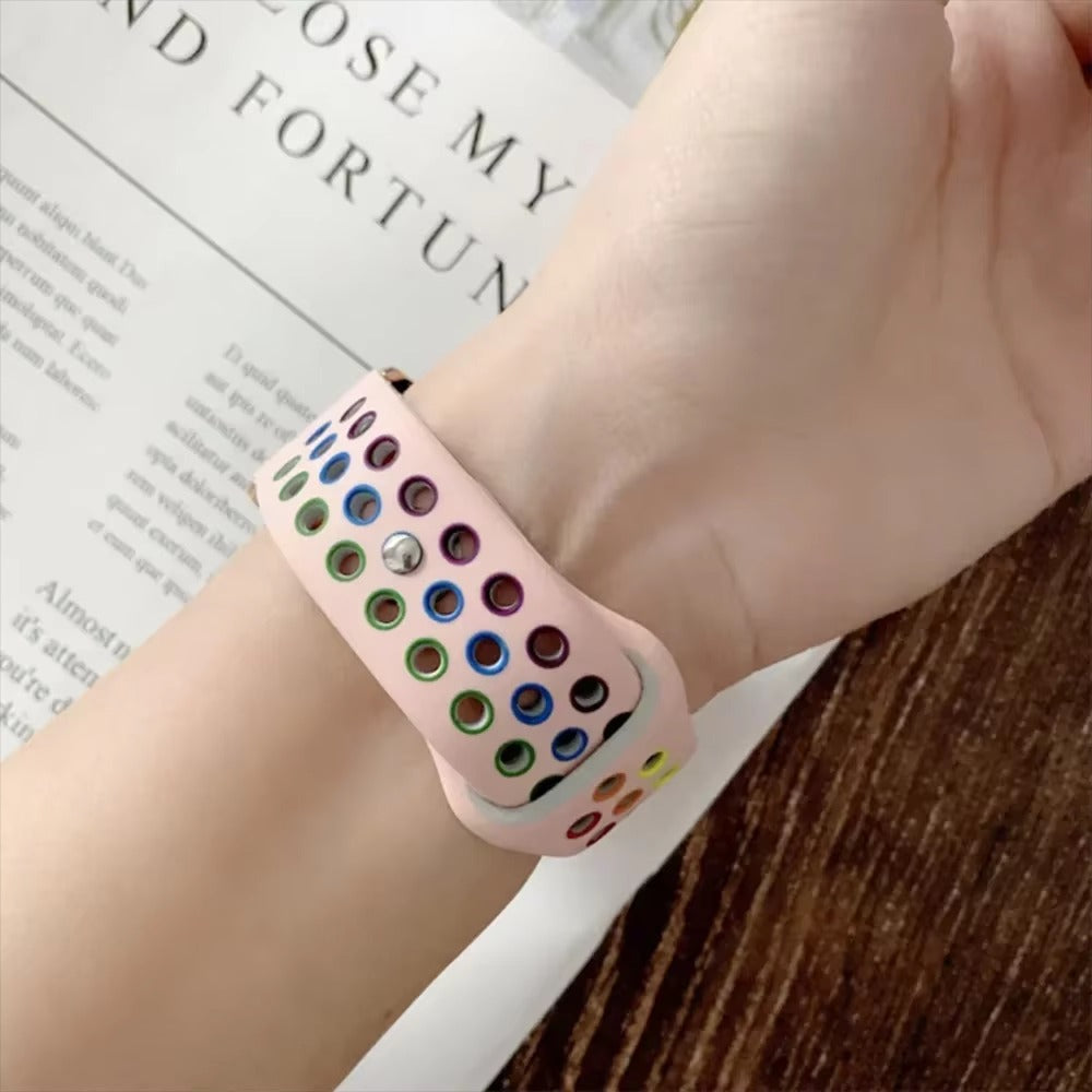 Colorful Silicone Sport Watch Band – Soft Replacement Strap with Stainless Steel Buckle, Compatible with 38mm to 49mm Smartwatches