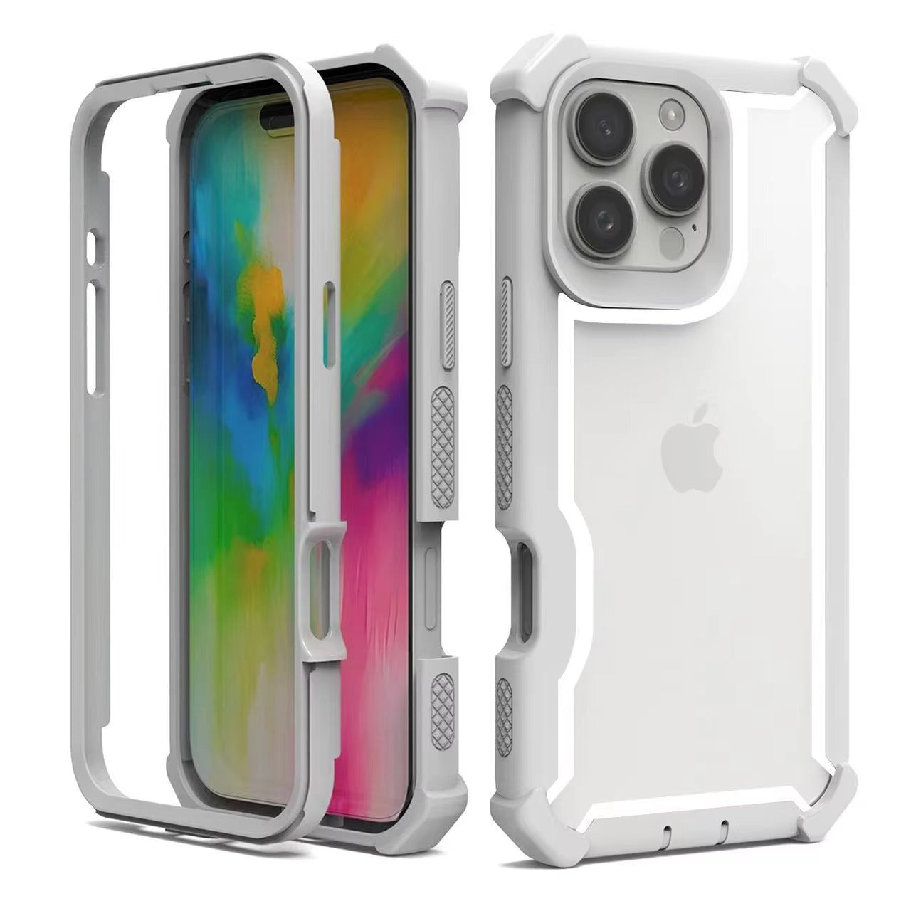 Robust Apple iPhone Case, MagSafe Compatible, Camera Lens & Screen Protection, Ultra Thin, Shockproof, Magnetic Full All Around Cover – Rugged Hybrid TPU Case with Transparent Silicone Back & Hard PC Bumper Frame
