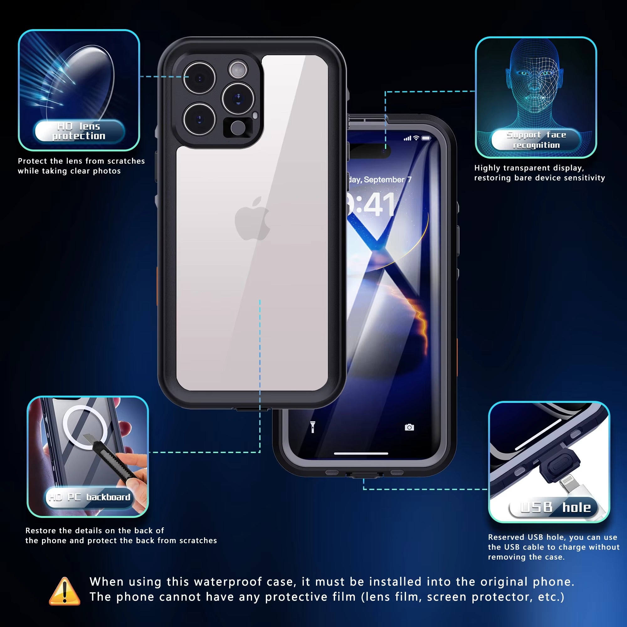 Luxury Apple iPhone Case MagSafe Compatible, Camera Lens & Screen Protection, Ultra Thin Shockproof Magnetic Full All Around Protection Cover with IP68 Waterproof 360 Seal Design