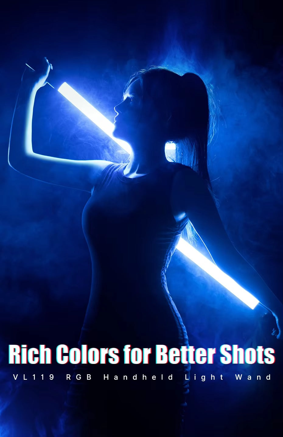 High Quality, Handheld RGB Light Wand – 19.7" LED Stick with Adjustable 2500K–9000K Color, CRI 95+, Apple iPhone and Cameras