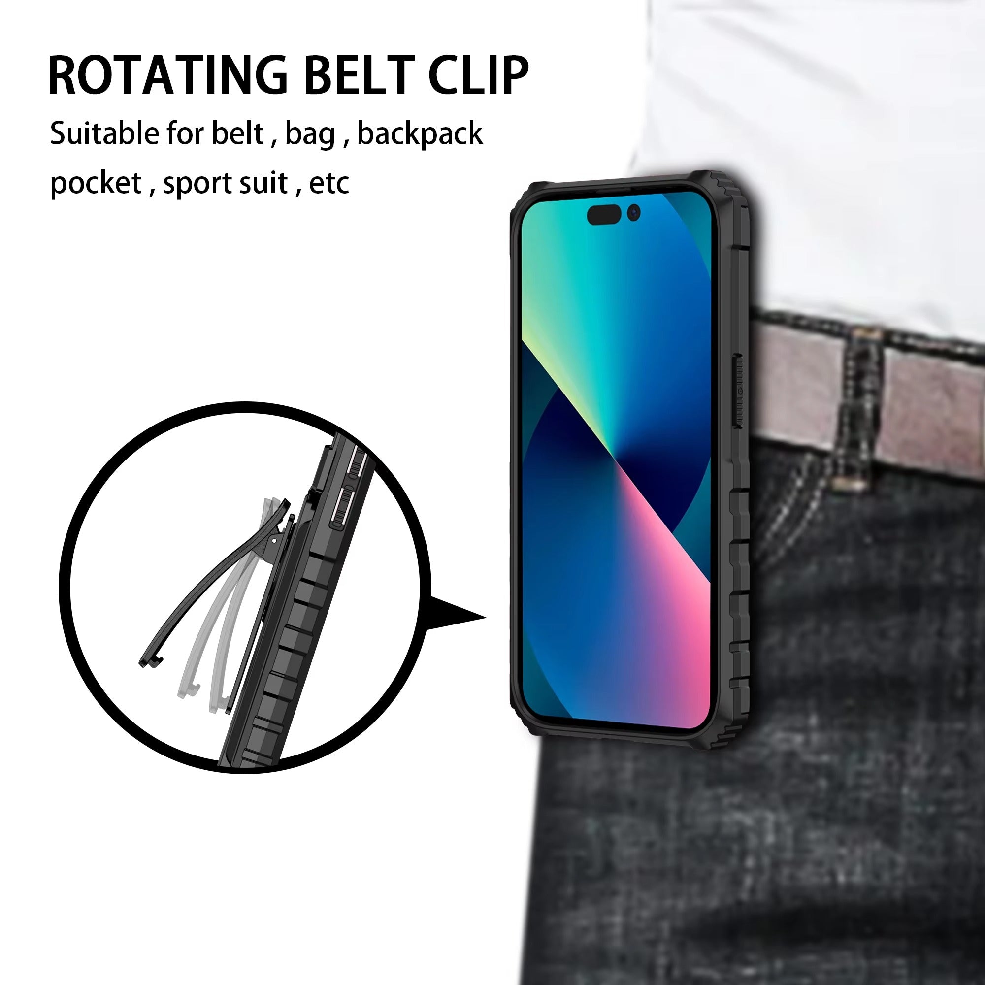 Robust Apple iPhone Case, MagSafe Compatible, Camera Lens & Screen Protection, Ultra Thin, Shockproof, Magnetic Full All Around Cover – Heavy Duty Armor Case with Kickstand, Holster & Belt Clip Attachment