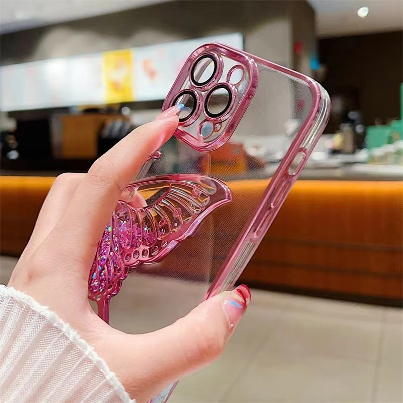 Luxury Apple iPhone Case, MagSafe Compatible, Camera Lens and Screen Protection, Ultra Thin, Shockproof, Magnetic, Full All Around Protection, Butterfly Stand Cover