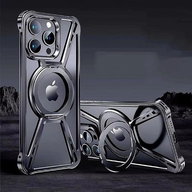 High Quality Apple iPhone Case, MagSafe Compatible, Camera Lens & Screen Protection, Ultra Thin, Shockproof, Magnetic Full All Around Cover – Aluminum Alloy Anti-Fall Case with Invisible Bracket & Metal Frame Design