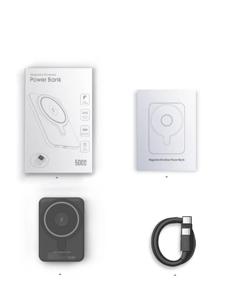 Premium, 10000mAh Magnetic Wireless Power Bank – PD Fast Charging, Portable Battery Source for iPhone, Apple Watch, AirPods