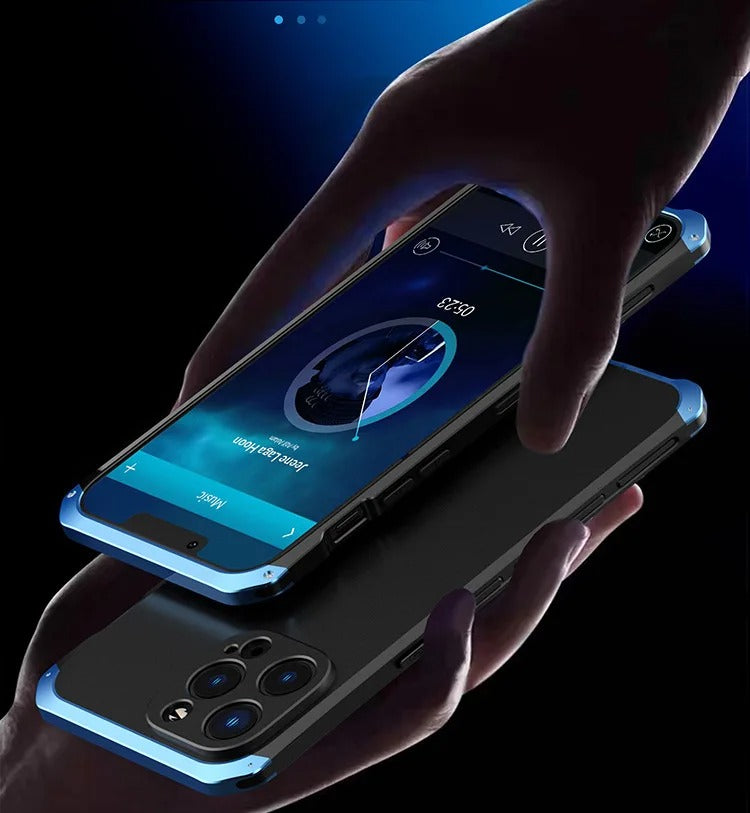 Robust Apple iPhone Case, MagSafe Compatible, Camera Lens & Screen Protection, Ultra Thin, Shockproof, Magnetic Full All Around Cover – Shockproof Metal Armor Case with Aluminum + PC Shell for Rugged Durability