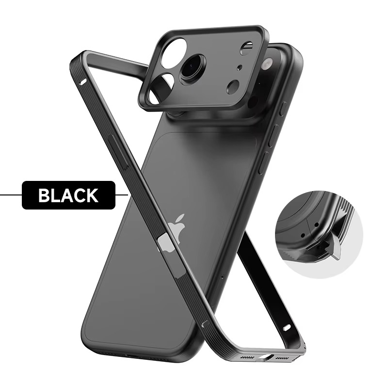 Premium Metal Frame iPhone Case – MagSafe Compatible Protective Cover with Heat Dissipation Design, Anti-Slip Grip and Raised Camera Lens Protector