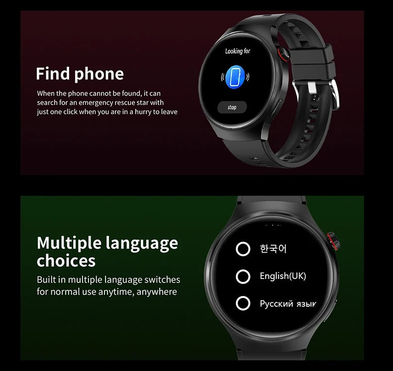 Premium AMOLED GPS Smart Watch – 1.46" HD Display, Bluetooth Calling, Fitness Tracker, IP68 Waterproof, Heart Rate & Sleep Monitor, NFC, Wireless Charging