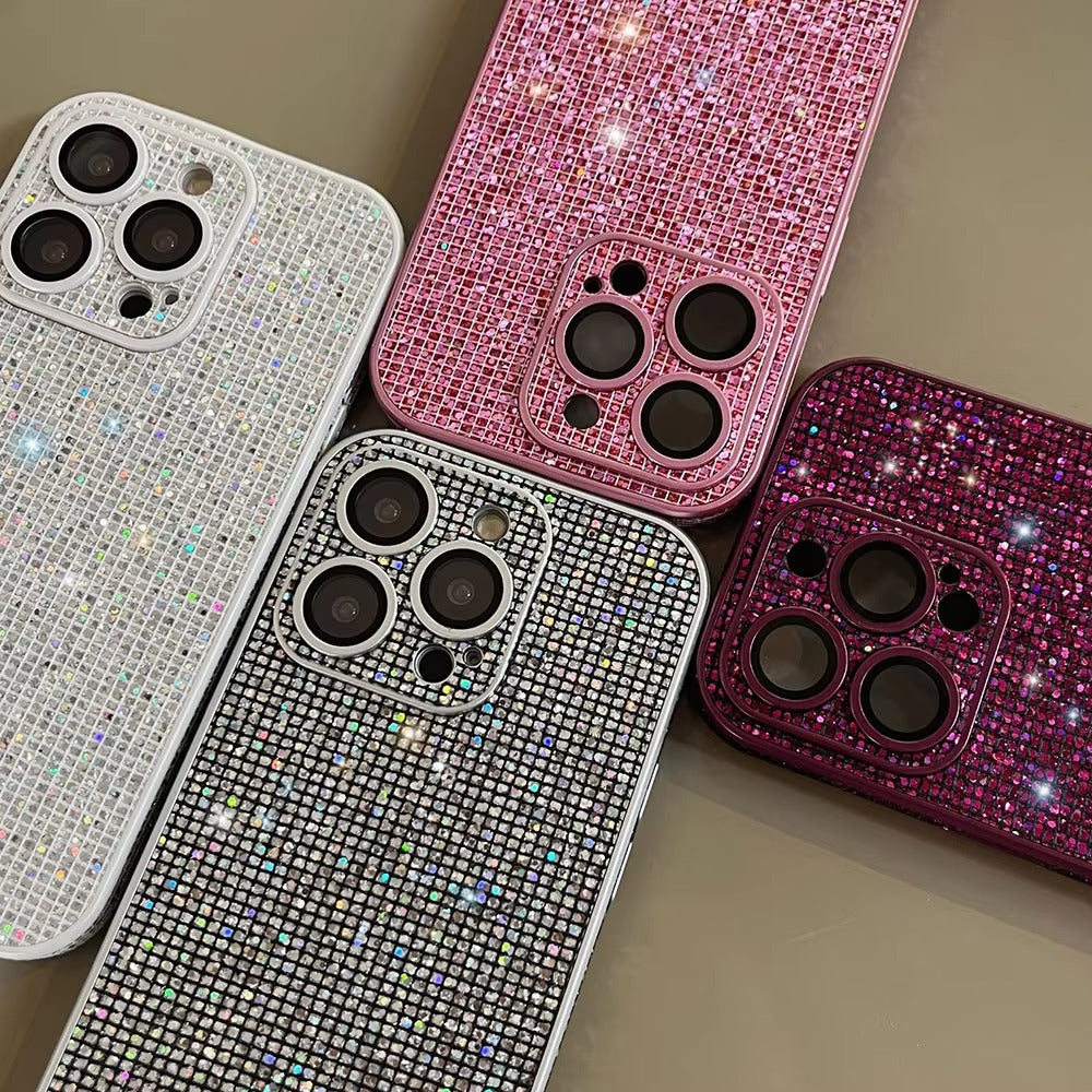 Luxury Apple iPhone Case, MagSafe Compatible, Camera Lens & Screen Protection, Ultra Thin, Shockproof, Magnetic Full All Around Cover – Glitter Diamond Rhinestone Case with Lens Guard for Stylish Bling Protection