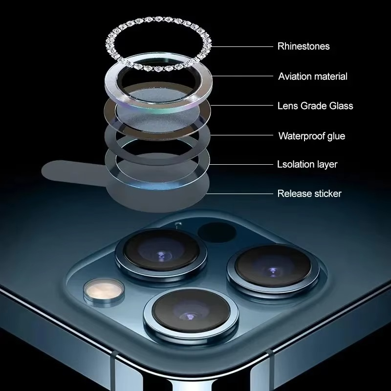 Premium Metal Camera Lens Protector – Tempered Glass Lens Cover Ring with Scratch Resistance, Shock Protection, Anti-Dust Coating and Precision Camera Protection