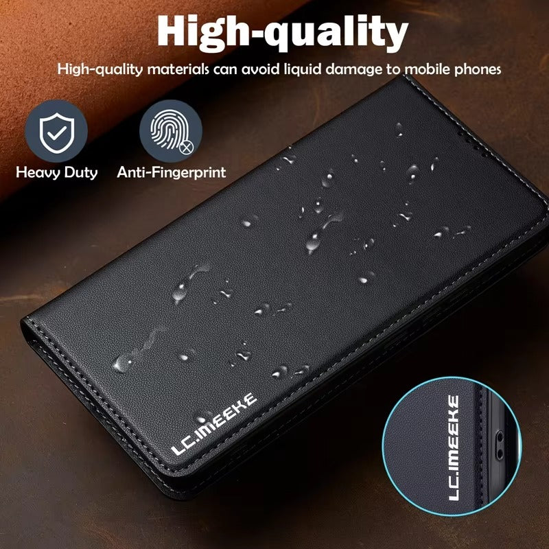 Luxury Apple iPhone Case, MagSafe Compatible, Camera Lens and Screen Protection, Ultra Thin, Shockproof, Magnetic, Full All Around Protection, Leather Flip Magnetic Cover