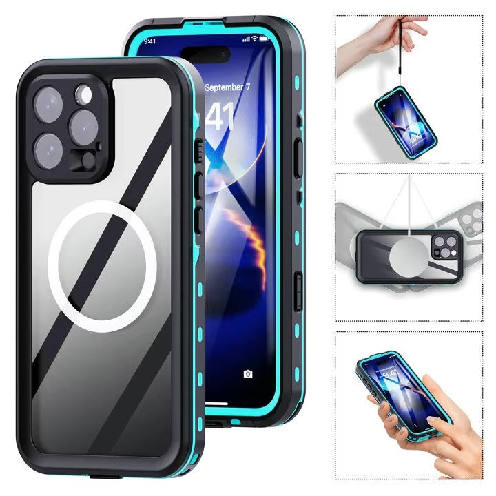 Luxury Apple iPhone Case MagSafe Compatible, Camera Lens & Screen Protection, Ultra Thin Shockproof Magnetic Full All Around Protection Cover with IP68 Waterproof 360 Seal Design