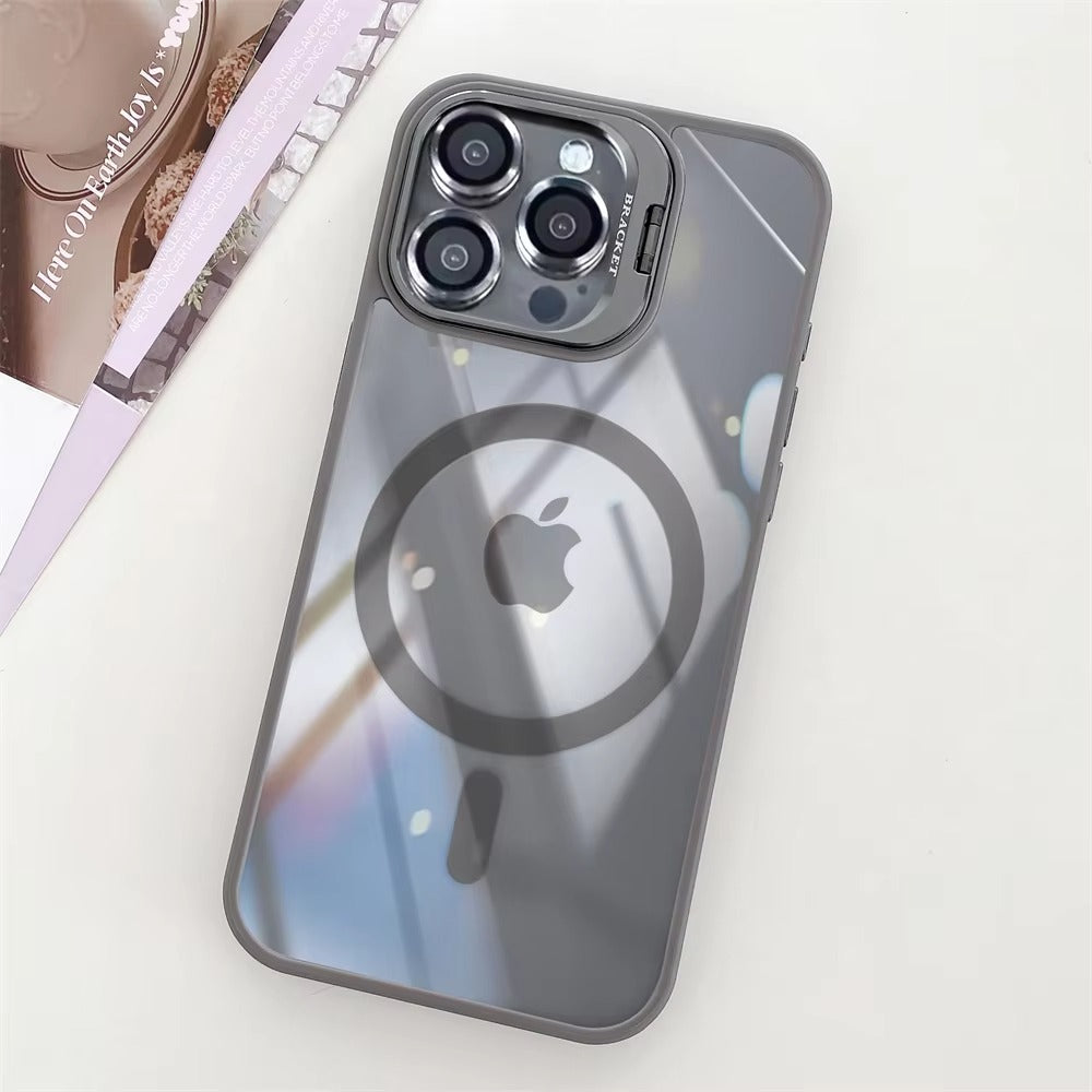 Premium Apple iPhone Case MagSafe Compatible, Camera Lens & Screen Protection, Cover with Transparent Stand & Lens Film
