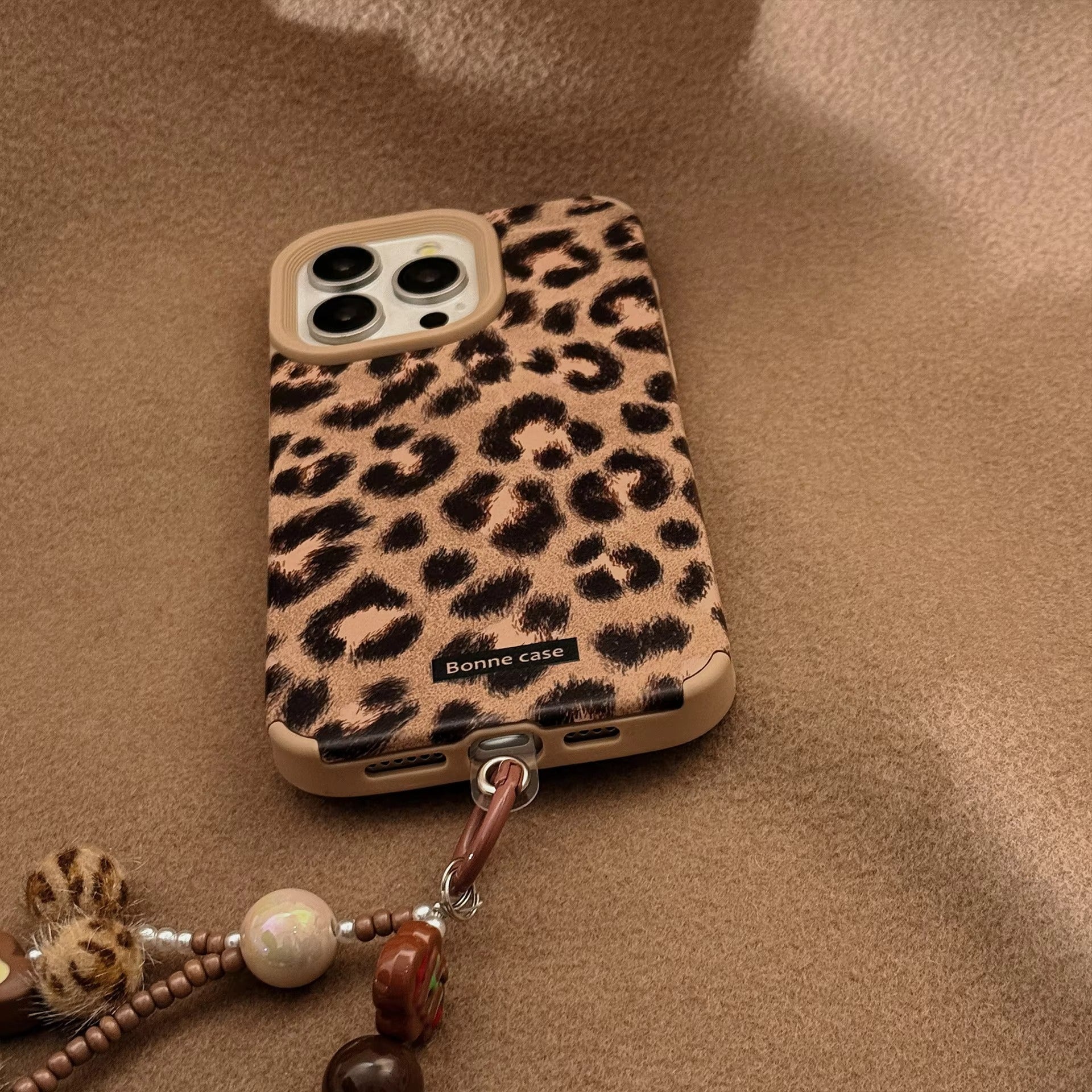 Luxury Apple iPhone Case, MagSafe Compatible, Camera Lens & Screen Protection, Ultra Thin, Shockproof, Magnetic Full All Around Cover – Leopard Print Cortex Case with Lanyard Bracelet & Soft Back Cover