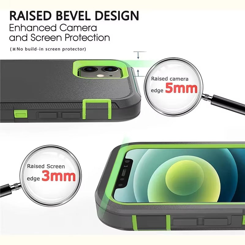 Robust Apple iPhone Case, MagSafe Compatible, Camera Lens & Screen Protection, Ultra Thin, Shockproof, Magnetic Full All Around Cover – 3-in-1 Defender Armor Rugged Case with Back Belt Clip & Full Body Protection