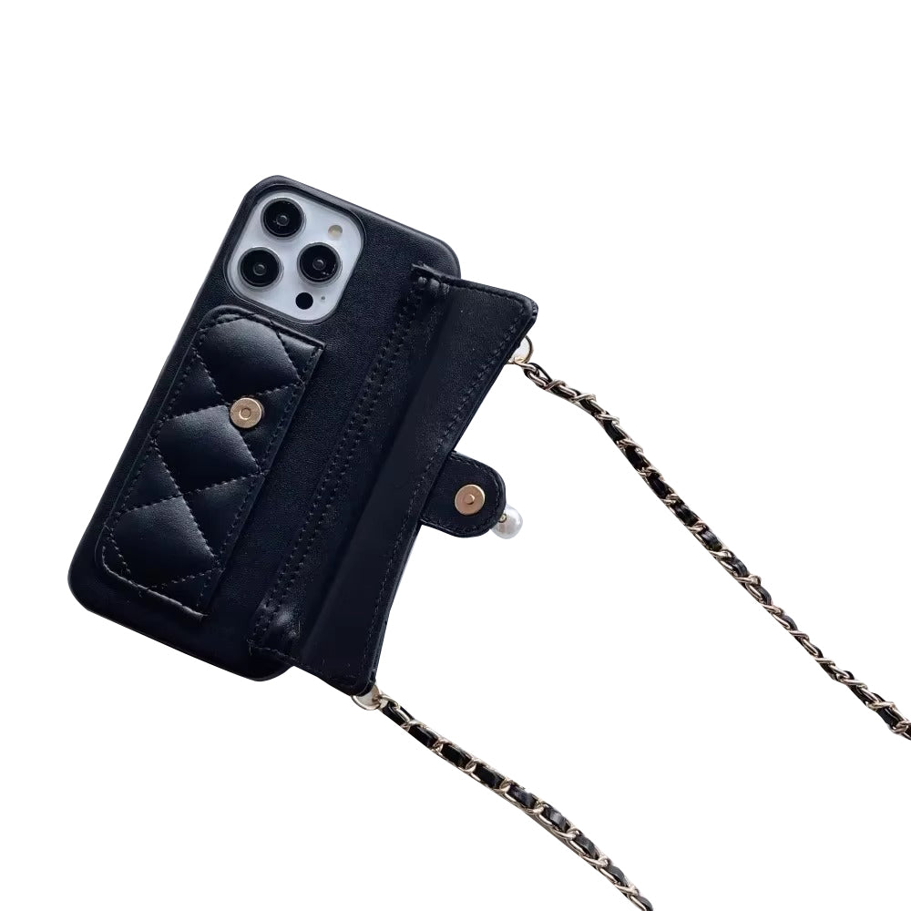 Premium Apple iPhone Case, MagSafe Compatible, Camera Lens & Screen Protection, Ultra Thin, Shockproof, Magnetic Full All Around Cover – Camellia Leather Wallet Case with Card Slot & Crossbody Lanyard