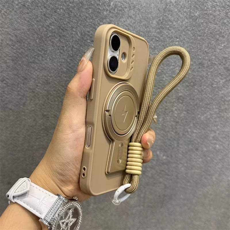 Luxury Apple iPhone Case, MagSafe Compatible, Camera Lens & Screen Protection, Ultra Thin, Shockproof, Magnetic Full All Around Cover – Invisible Folding Bracket Silicone Case with Soft Touch Finish