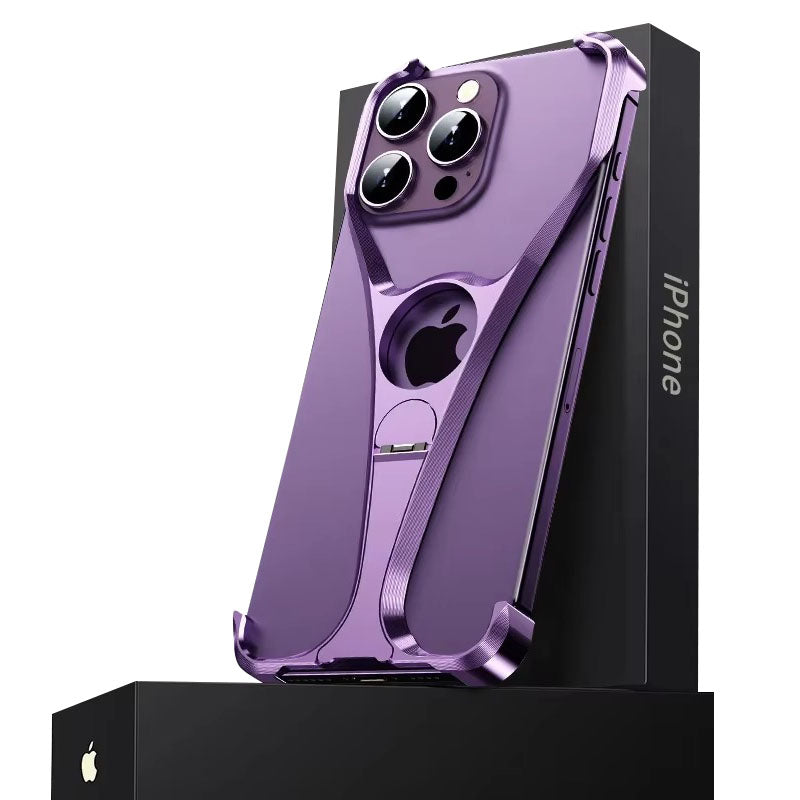 Premium Apple iPhone Case, MagSafe Compatible, Camera Lens & Screen Protection, Ultra Thin, Shockproof, Magnetic Full All Around Cover – Frameless Aluminum Alloy Case with Metal Holder, Stand & Heat Dissipation Design