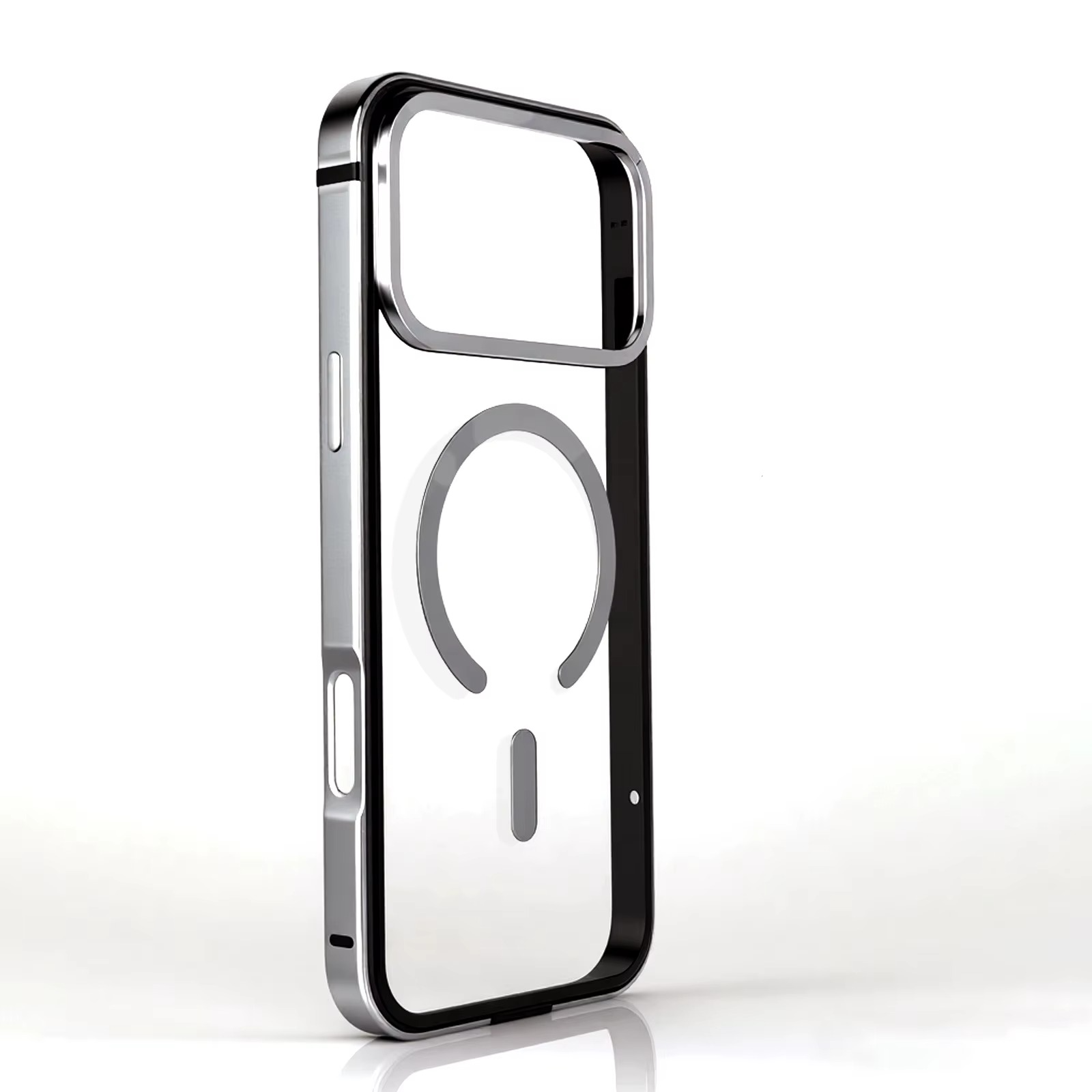 Premium Aluminum Frame iPhone Case – MagSafe Compatible Magnetic Protective Cover with HD Transparent Backplate, Shockproof Protection and Camera Lens Guard
