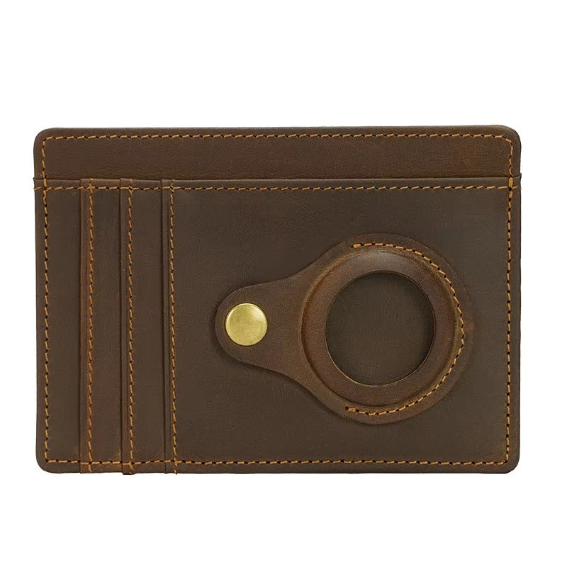 Premium Leather Airtag Wallet – Slim Anti-Lost Card Holder with GPS Tracker Slot, RFID Blocking, Scratch-Resistant Case for Men & Women