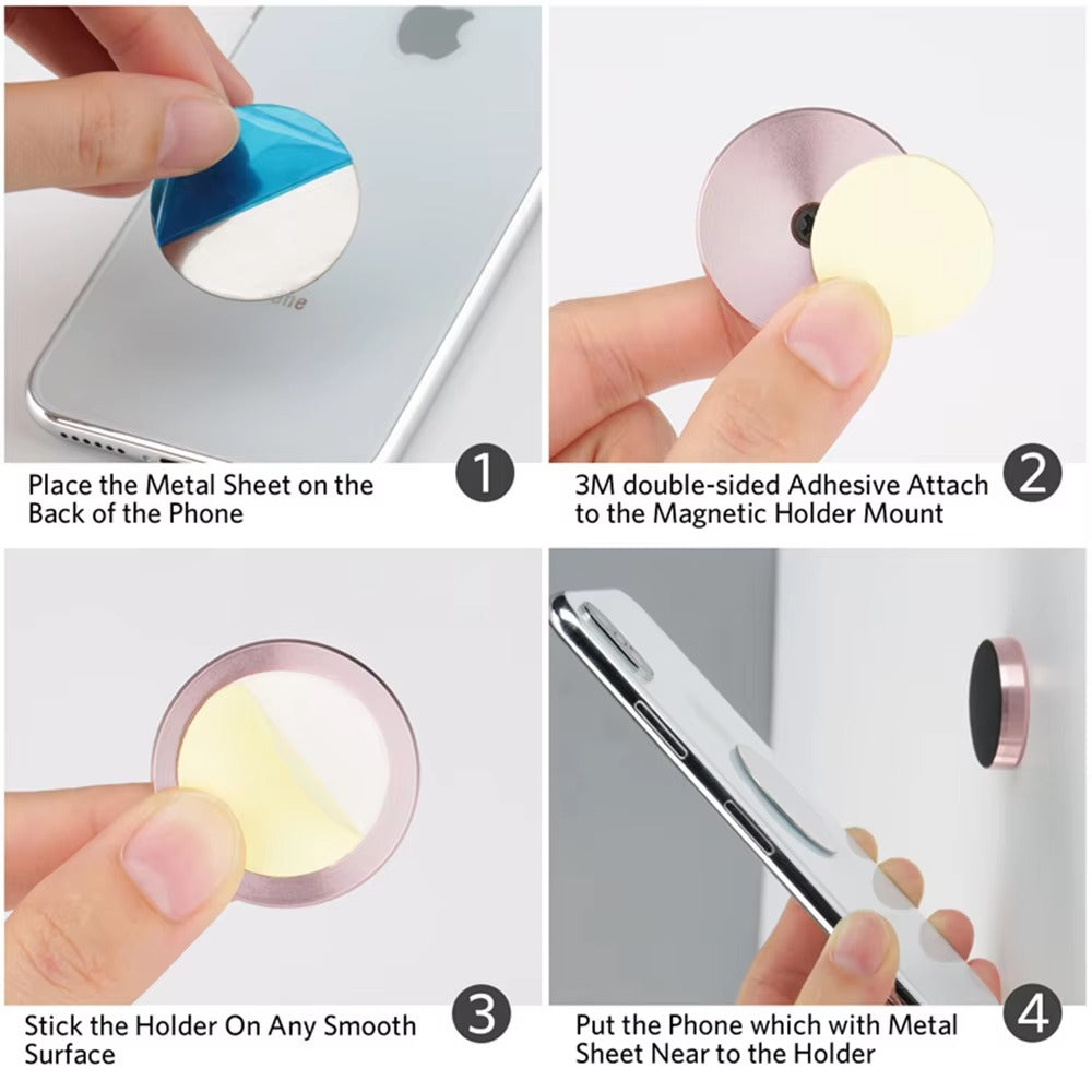 Premium, Magnetic Car Phone Holder – Mounted Stand with Strong Magnet Sticker for Apple iPhone and Other Apple Devices