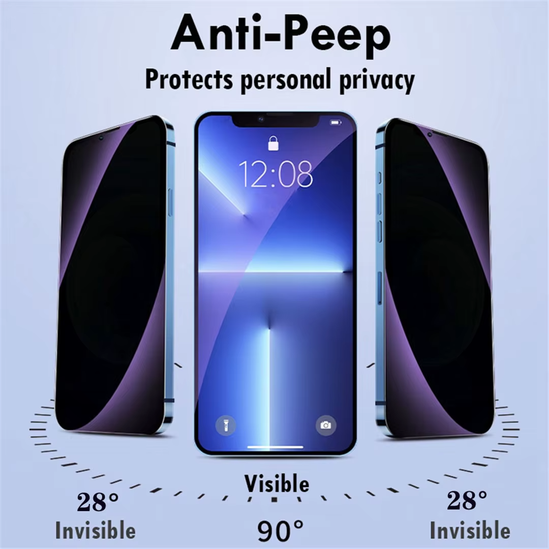 Premium Privacy Screen Protector for iPhone – Anti Blue Light Tempered Glass with Anti-Spy Protection, Scratch Resistance and Full Coverage