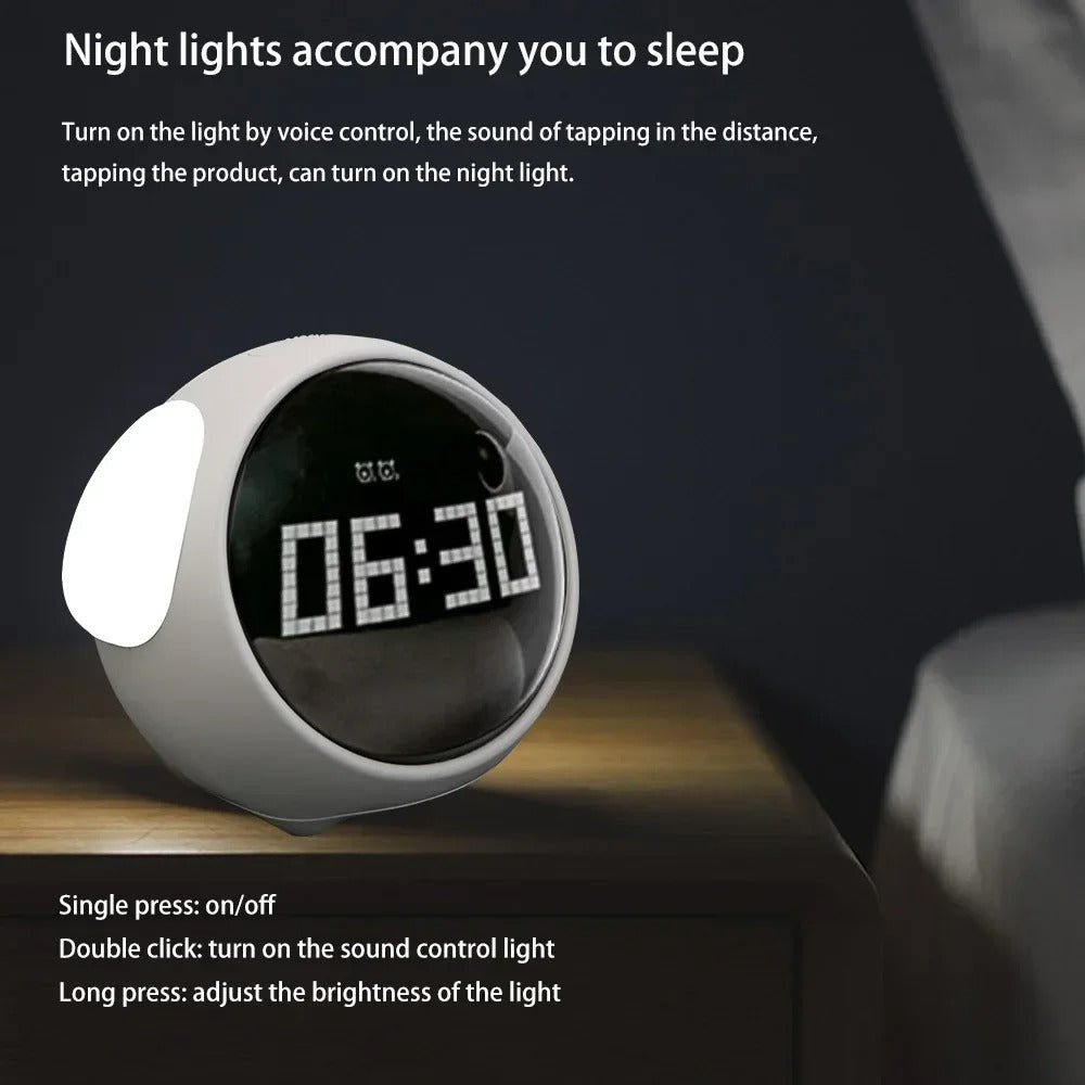Luxury LED Digital Alarm Clock – Multifunction Voice Control Night Light with Snooze, Temperature Display, Dual Alarms, Music, Modern Home Design
