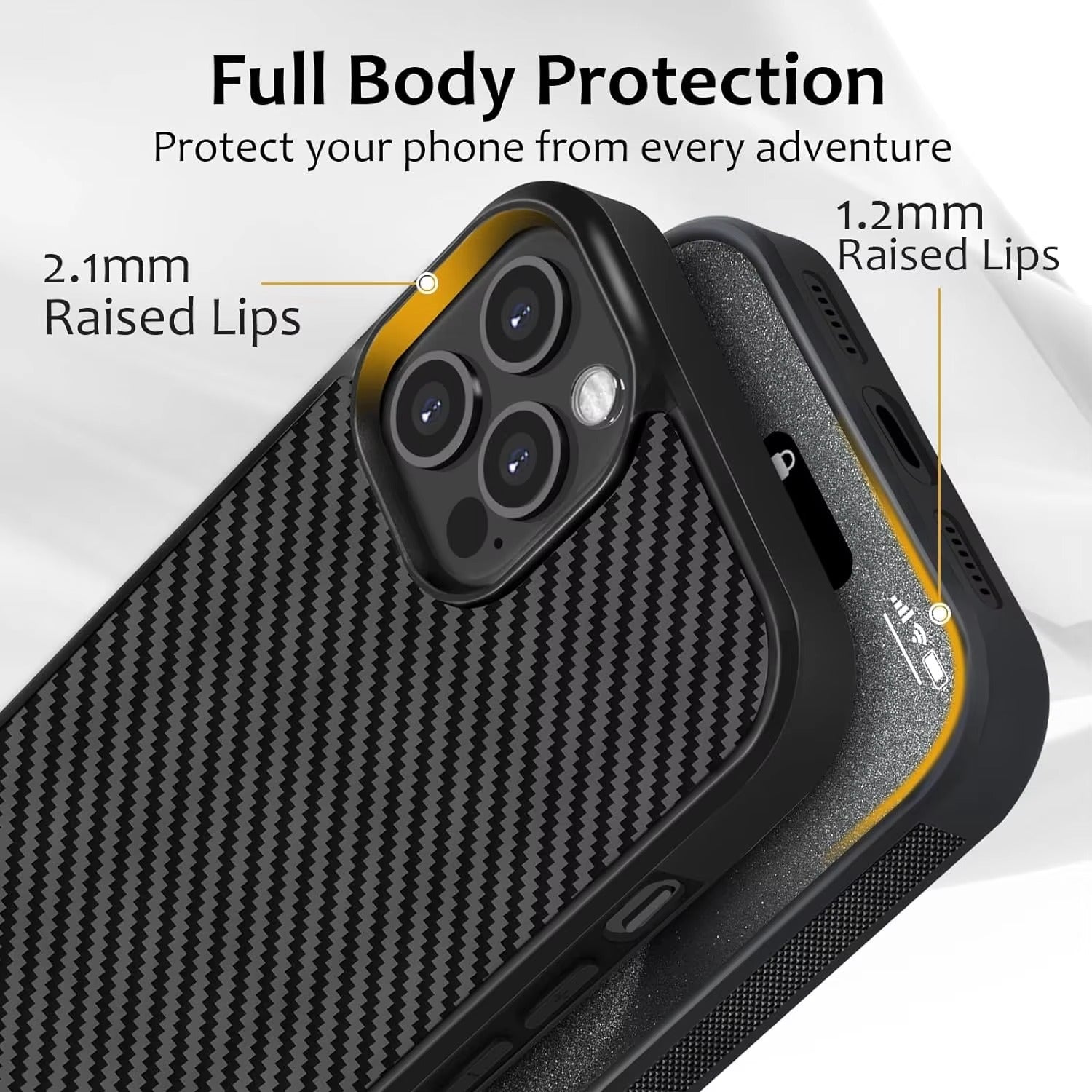 Luxury Apple iPhone Case, MagSafe Compatible, Camera Lens & Screen Protection, Ultra Thin, Shockproof, Magnetic Full All Around Cover – Real Carbon Fiber Gloss Armor Case with Forged Design & Wireless Charging Support