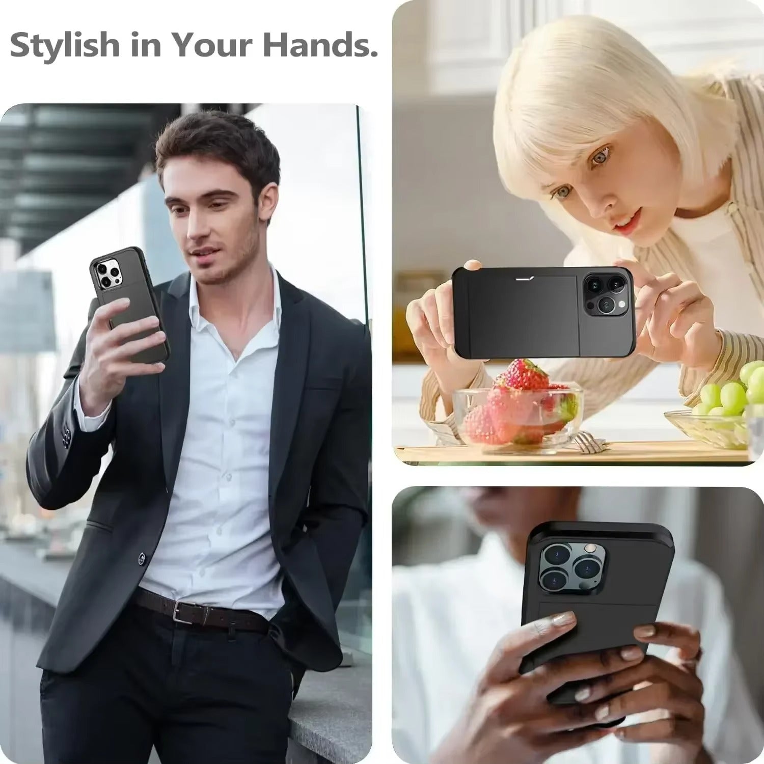 Robust Apple iPhone Case, MagSafe Compatible, Camera Lens and Screen Protection, Ultra Thin, Shockproof, Magnetic, Full All Around Protection, Slide Card Wallet Cover