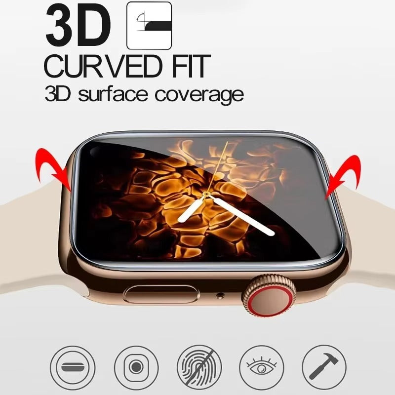 Premium 3D Full Cover Tempered Glass Screen Protector for Apple Watch – Anti-Fingerprint, Shockproof Case Bundle 38mm–49mm