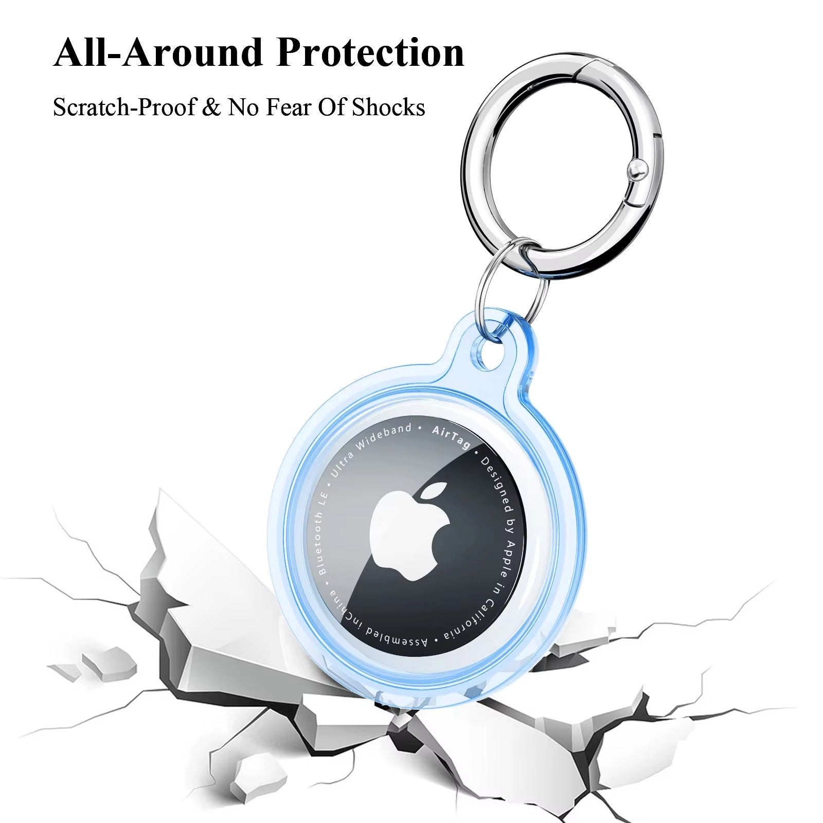 Premium Transparent Waterproof TPU AirTag Case – Full Protective Shell with Anti-Lost Keychain, Shockproof Pet Collar Tracker Cover