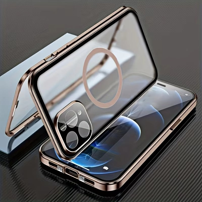 Premium Apple iPhone Case, MagSafe Compatible, Camera Lens & Screen Protection, Ultra Thin, Shockproof, Magnetic Full All Around Cover – 360° Metal Frame Case with Aluminum Alloy & Full Screen Protection