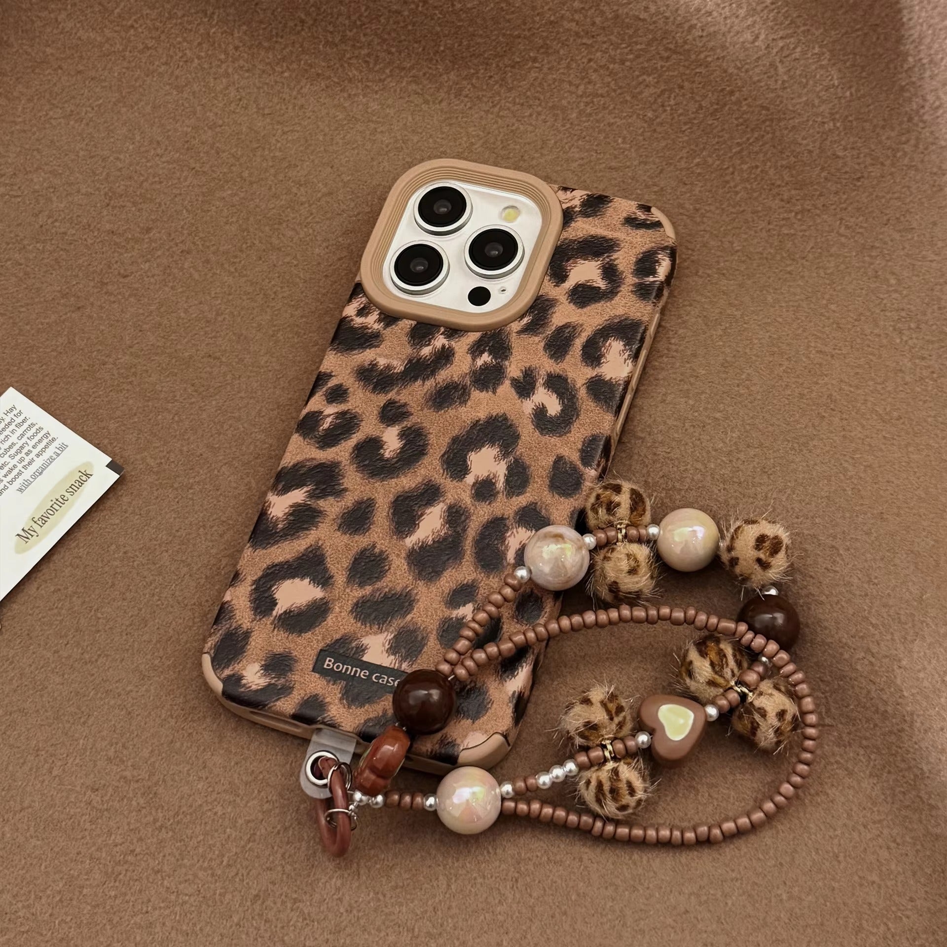 Luxury Apple iPhone Case, MagSafe Compatible, Camera Lens & Screen Protection, Ultra Thin, Shockproof, Magnetic Full All Around Cover – Leopard Print Cortex Case with Lanyard Bracelet & Soft Back Cover