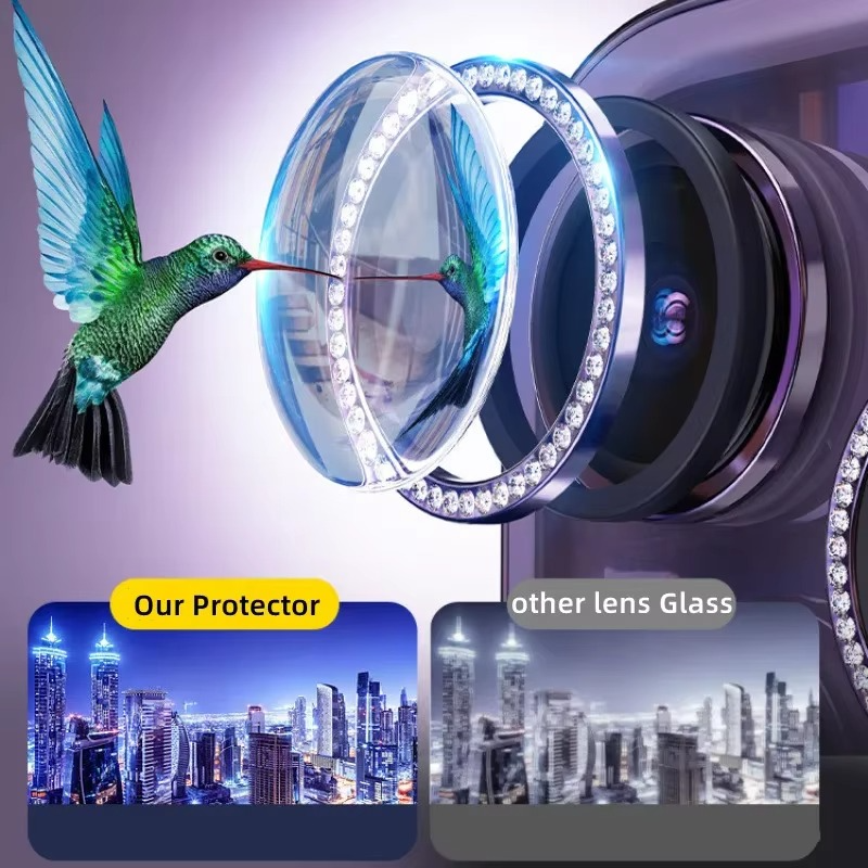 Premium Metal Camera Lens Protector – Tempered Glass Lens Cover Ring with Scratch Resistance, Shock Protection, Anti-Dust Coating and Precision Camera Protection